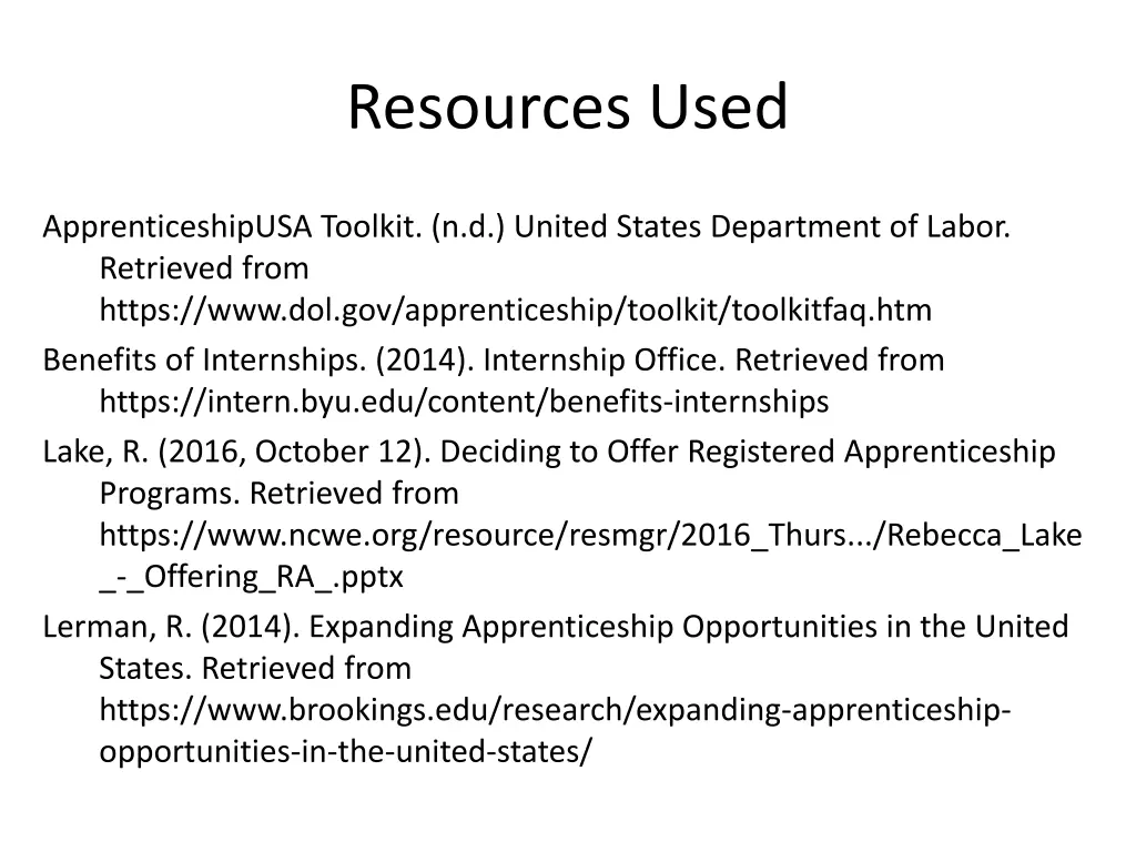 resources used