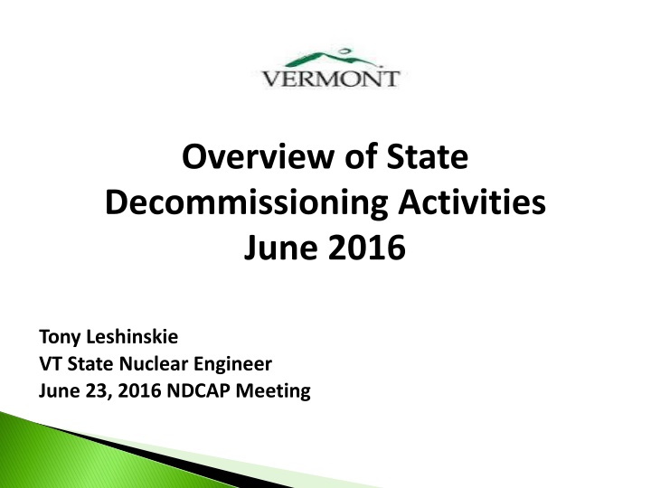 overview of state decommissioning activities june