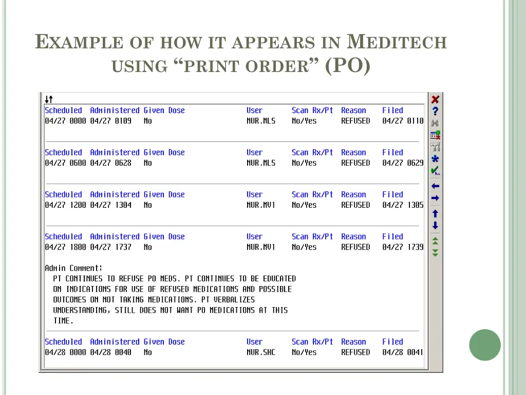 e xample of how it appears in m editech using