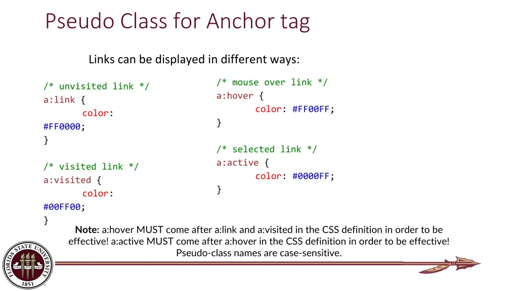 pseudo class for anchor tag