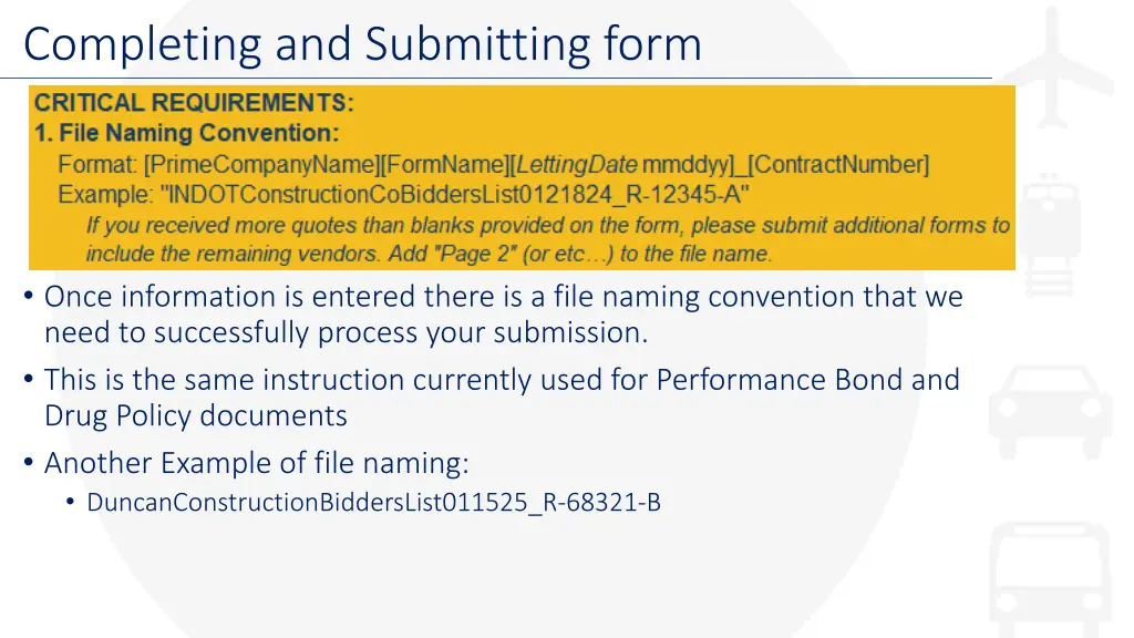 completing and submitting form