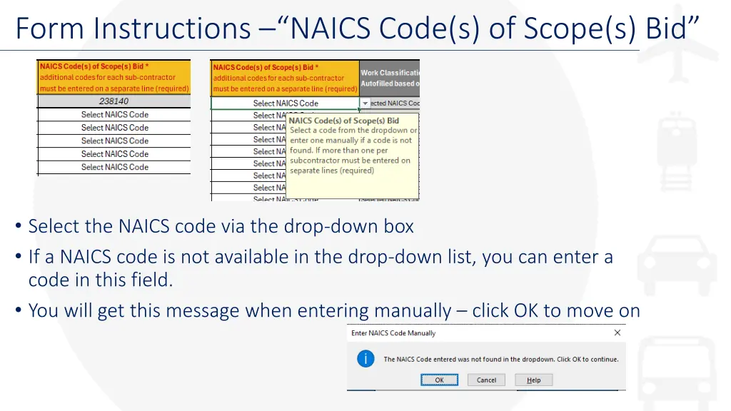 form instructions naics code s of scope s bid