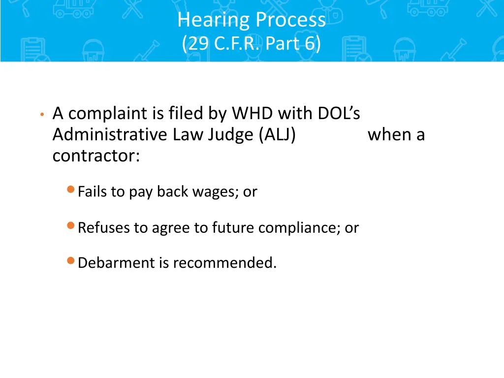 hearing process 29 c f r part 6