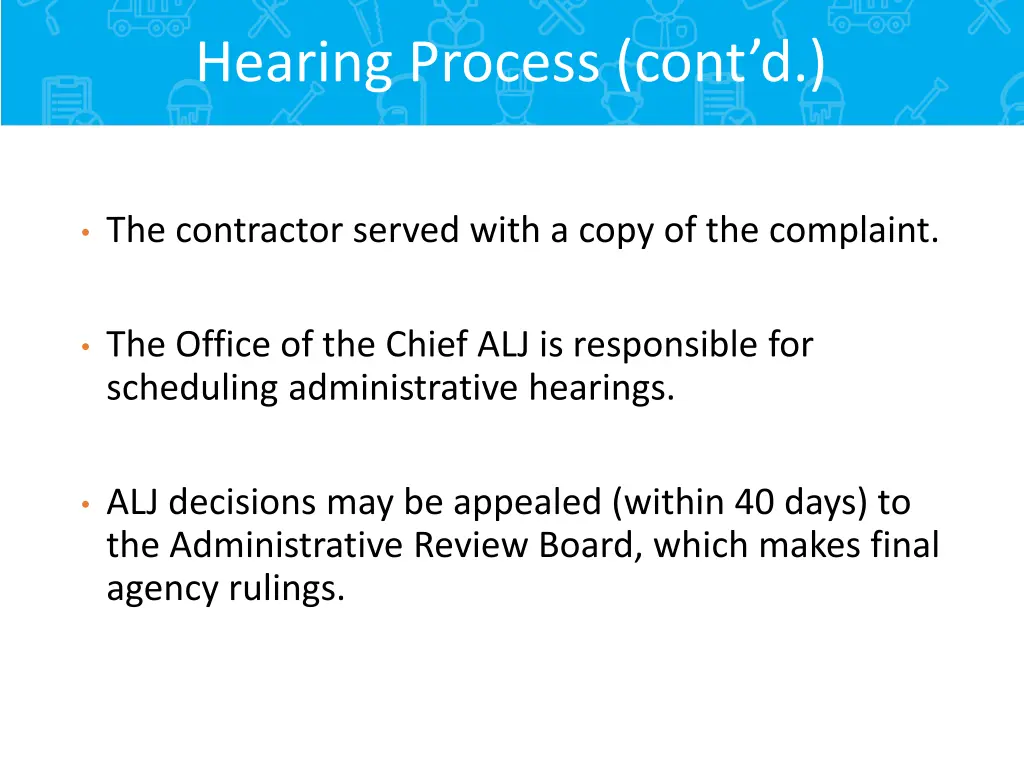hearing process cont d