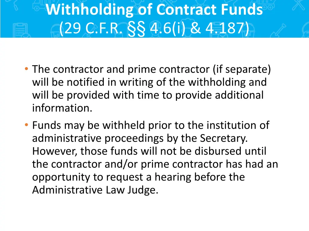 withholding of contract funds 29 c f r 4 6 i 4 187 4