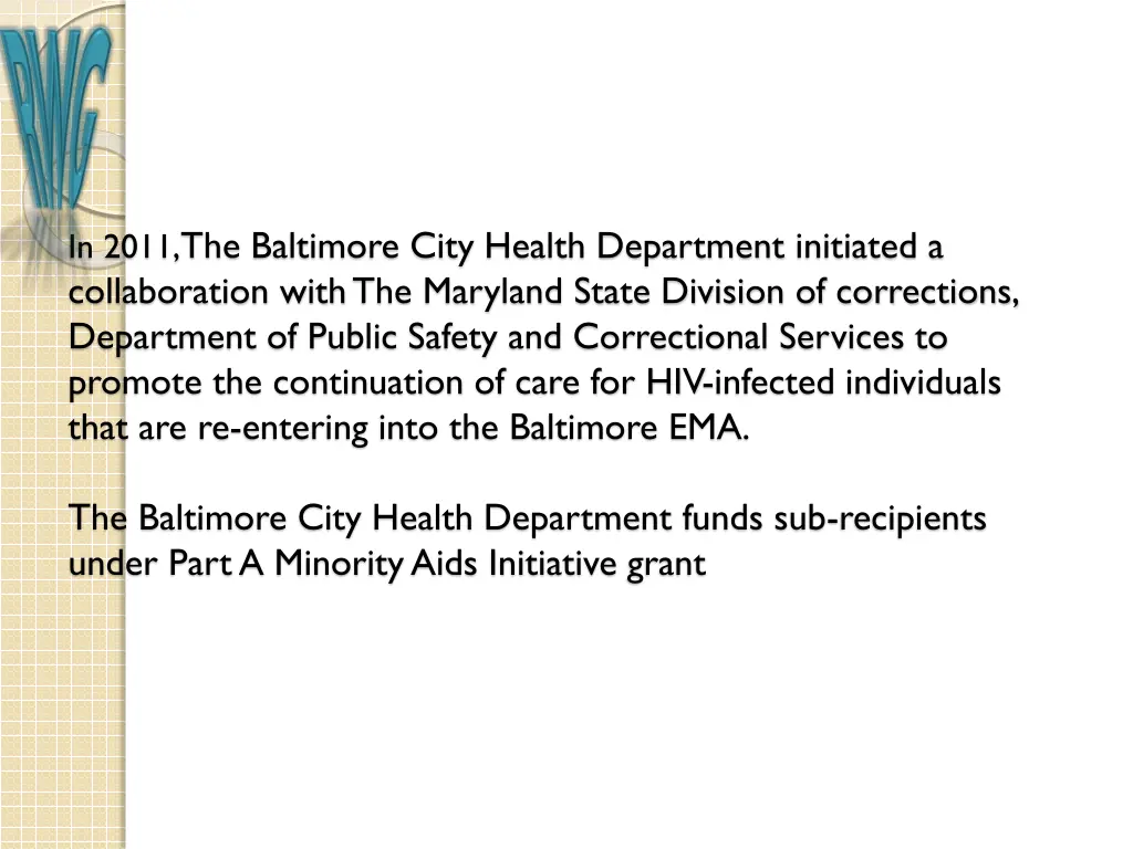 in 2011 the baltimore city health department