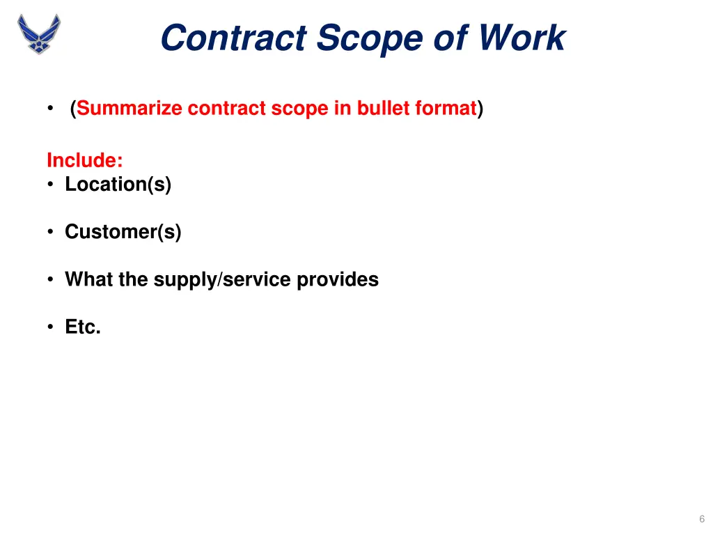 contract scope of work