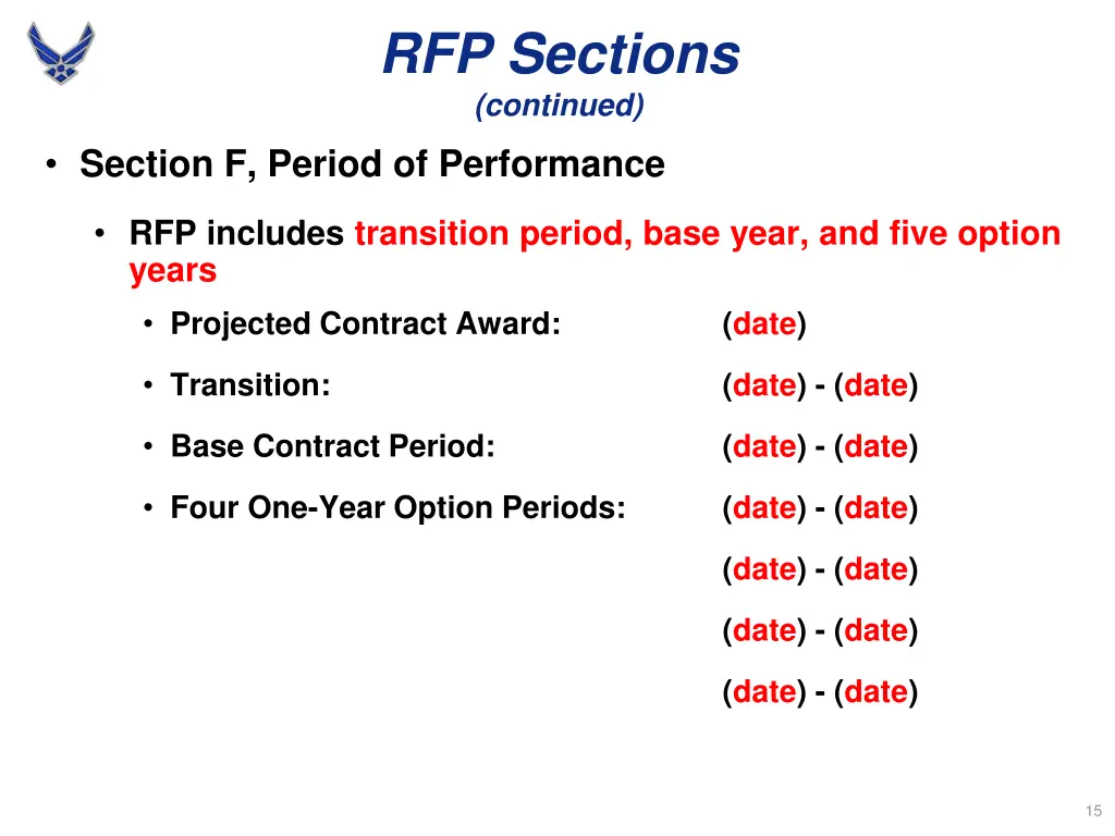 rfp sections continued 2