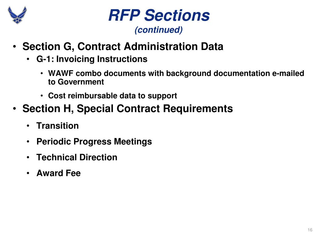 rfp sections continued 3