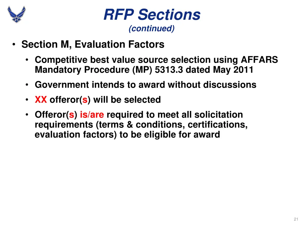 rfp sections continued 8