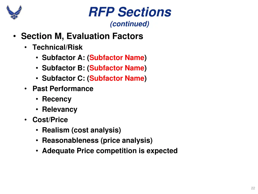 rfp sections continued 9