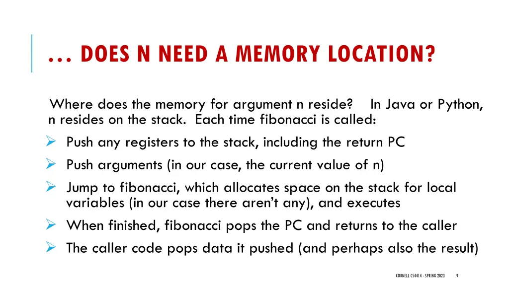 does n need a memory location