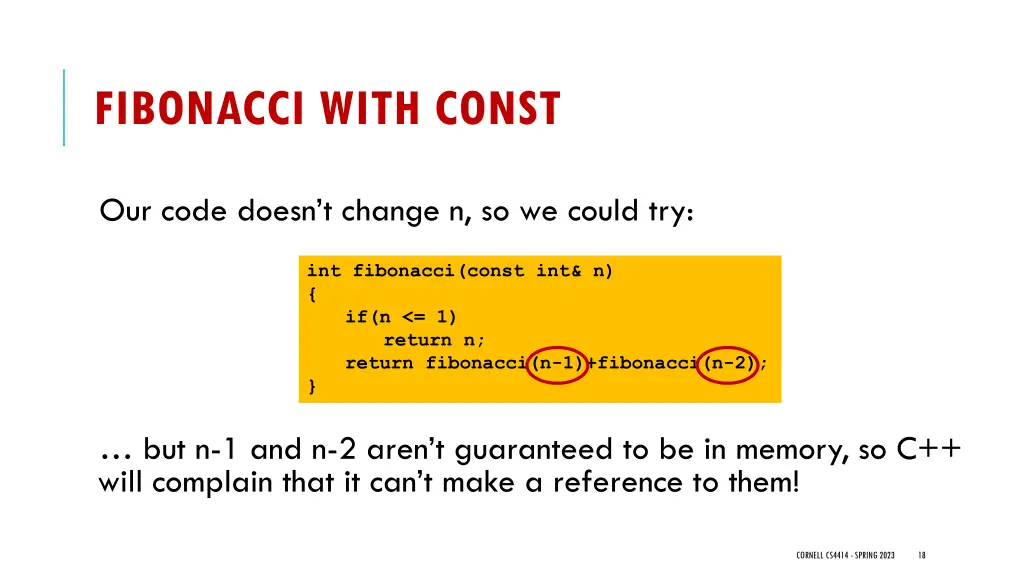 fibonacci with const