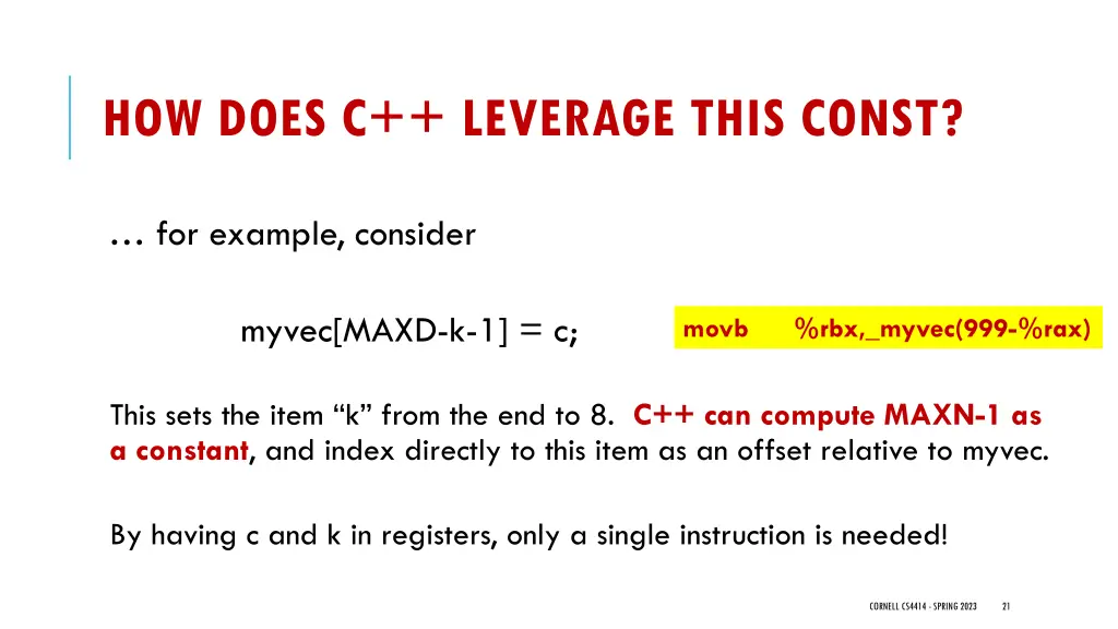 how does c leverage this const