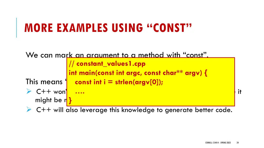 more examples using const 1