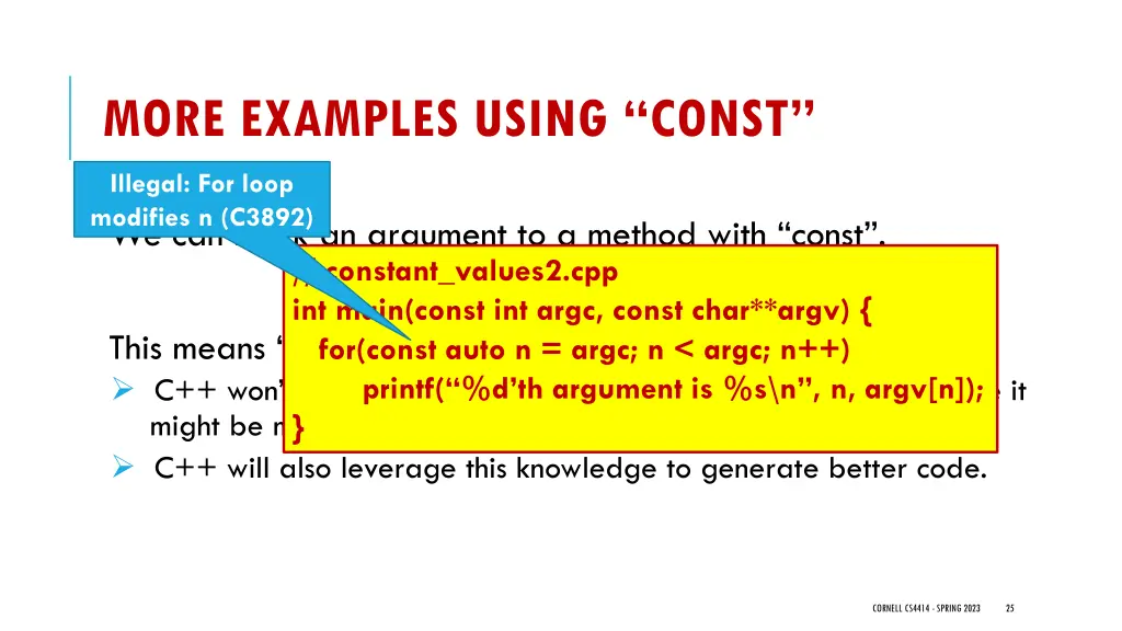 more examples using const 2