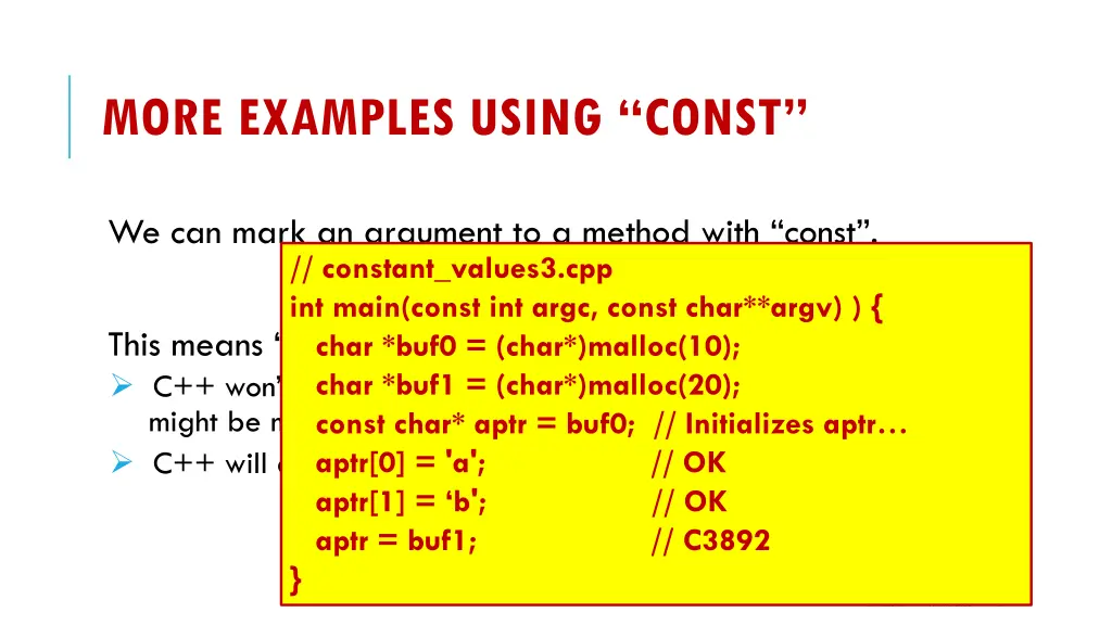 more examples using const 3