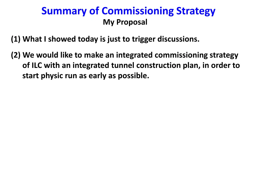 summary of commissioning strategy my proposal