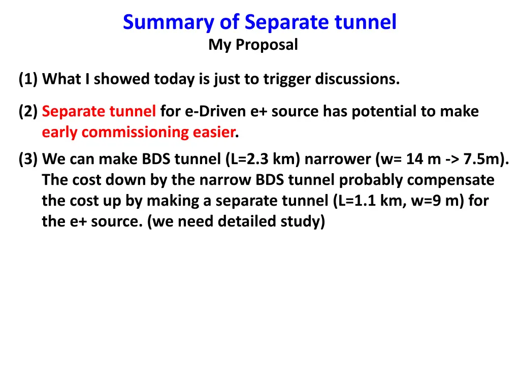 summary of separate tunnel my proposal