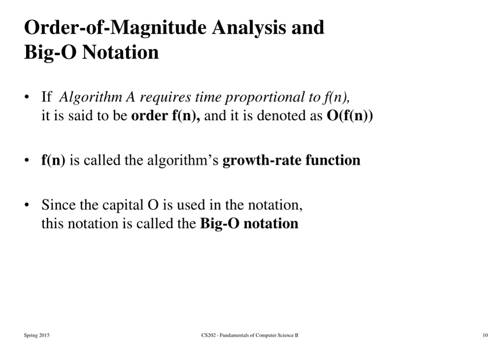 order of magnitude analysis and big o notation