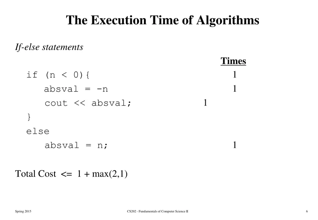 the execution time of algorithms 1