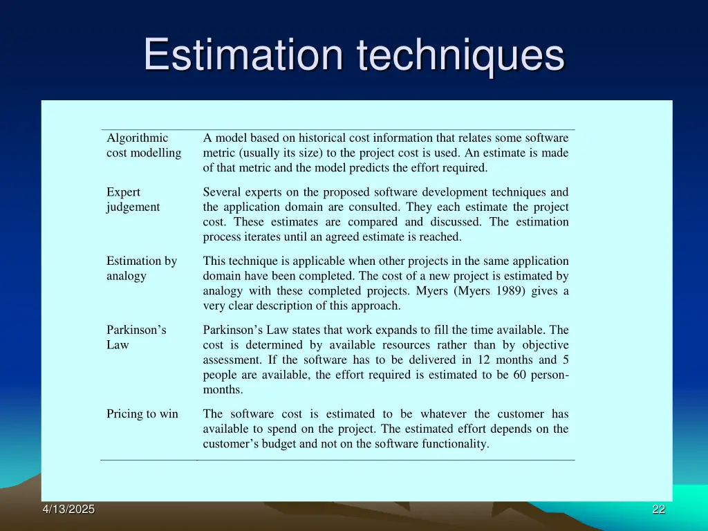 estimation techniques 2