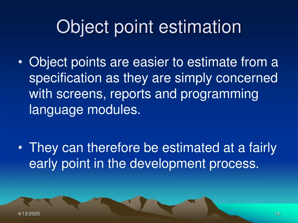 object point estimation