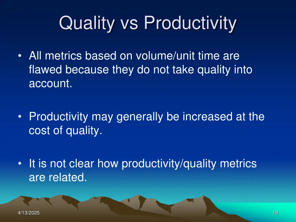 quality vs productivity