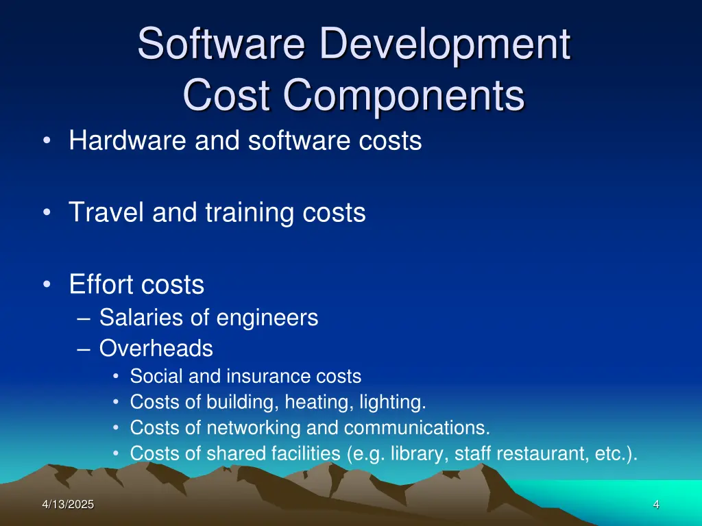 software development cost components hardware