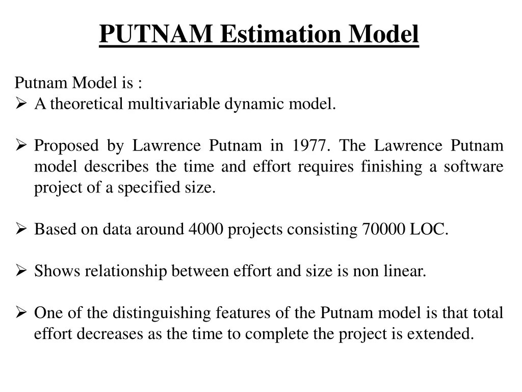 putnam estimation model
