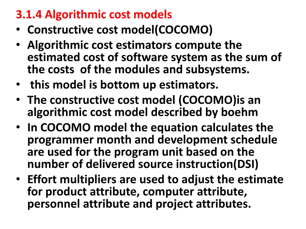 3 1 4 algorithmic cost models constructive cost