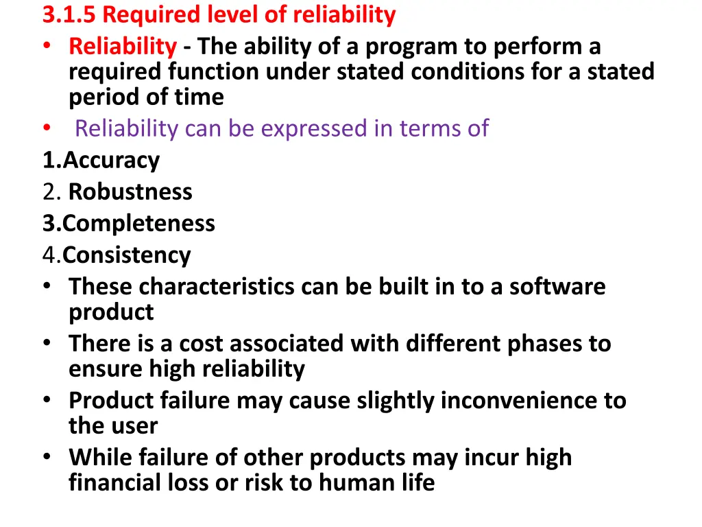 3 1 5 required level of reliability reliability