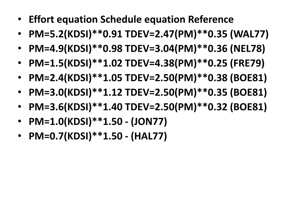 effort equation schedule equation reference