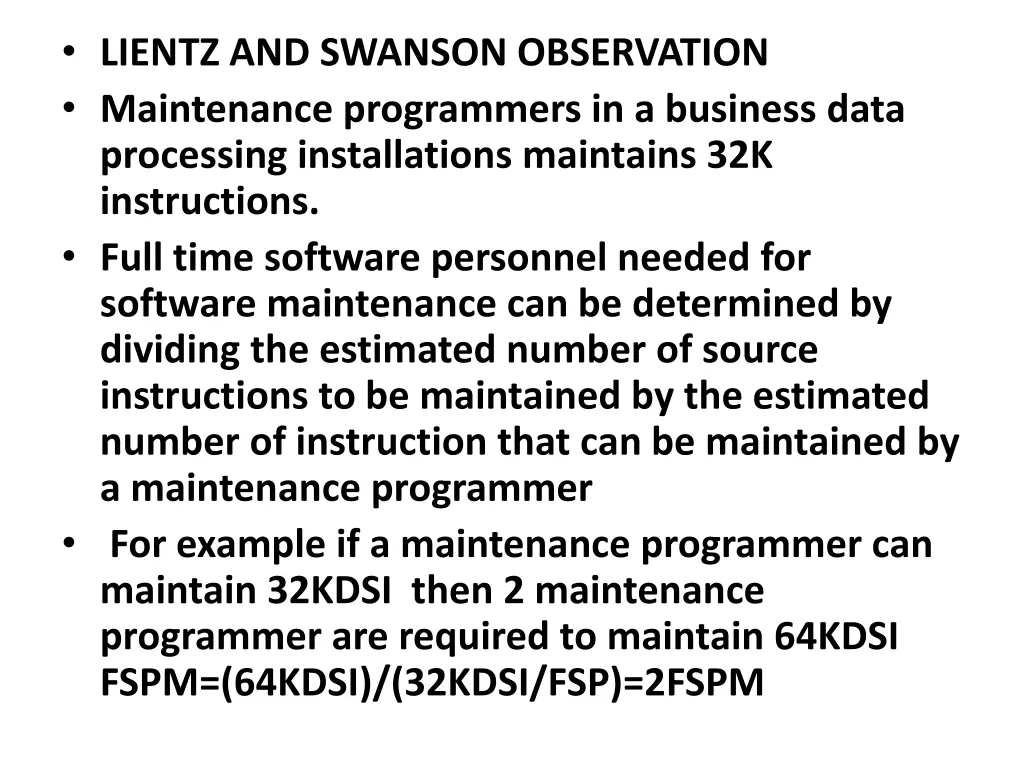 lientz and swanson observation maintenance
