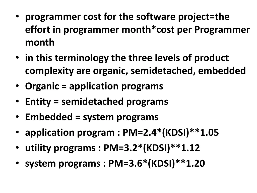 programmer cost for the software project