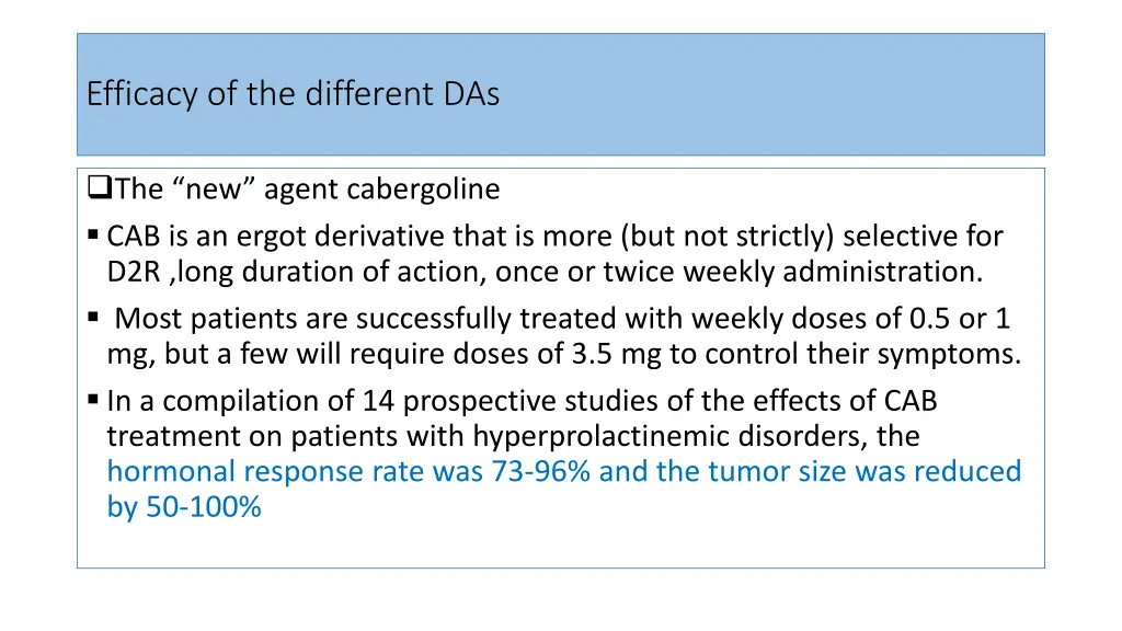 efficacy of the different das 3
