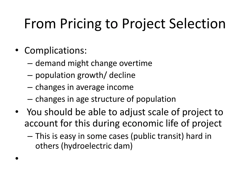 from pricing to project selection 1
