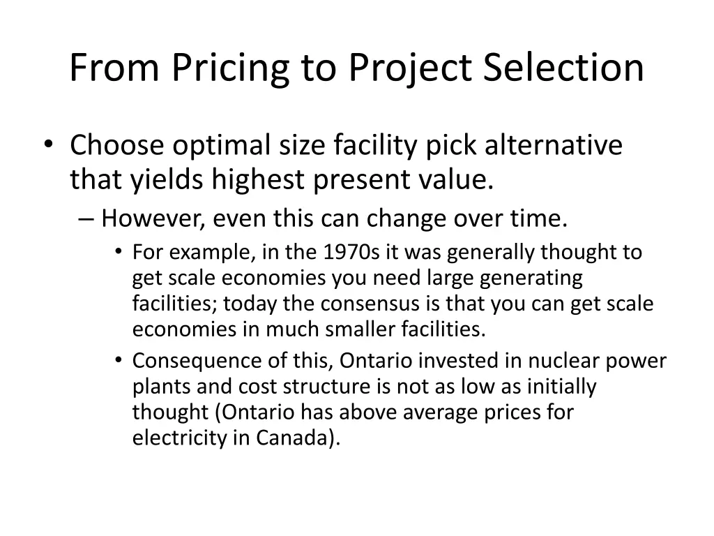 from pricing to project selection 2