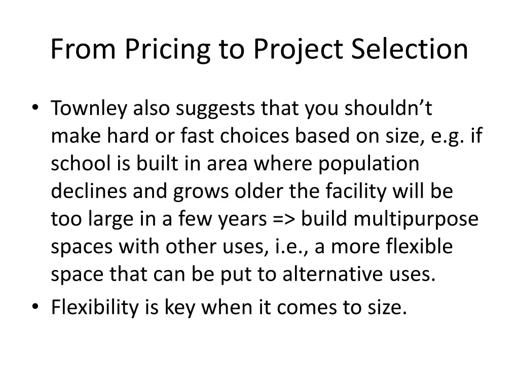 from pricing to project selection 3