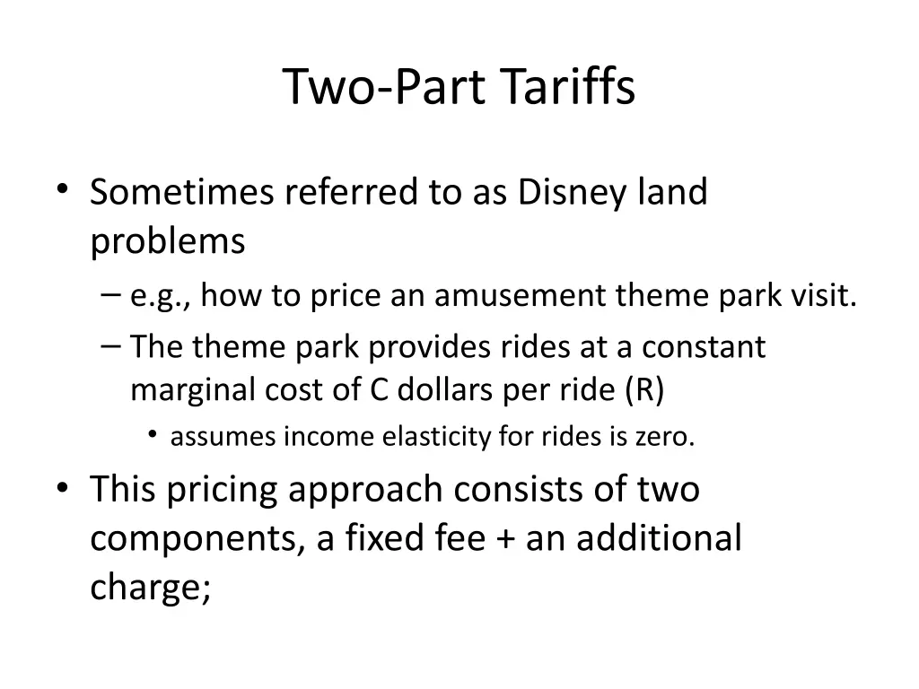two part tariffs