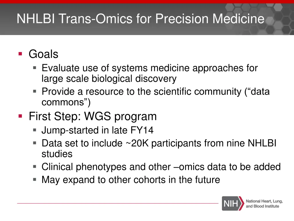 nhlbi trans omics for precision medicine