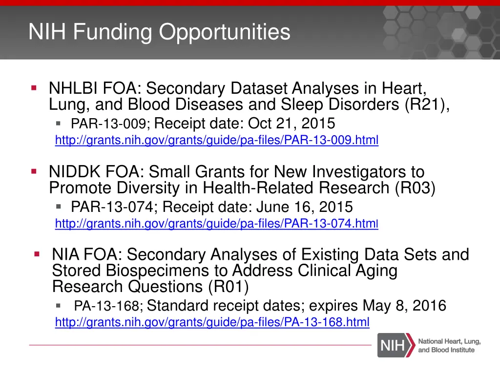 nih funding opportunities