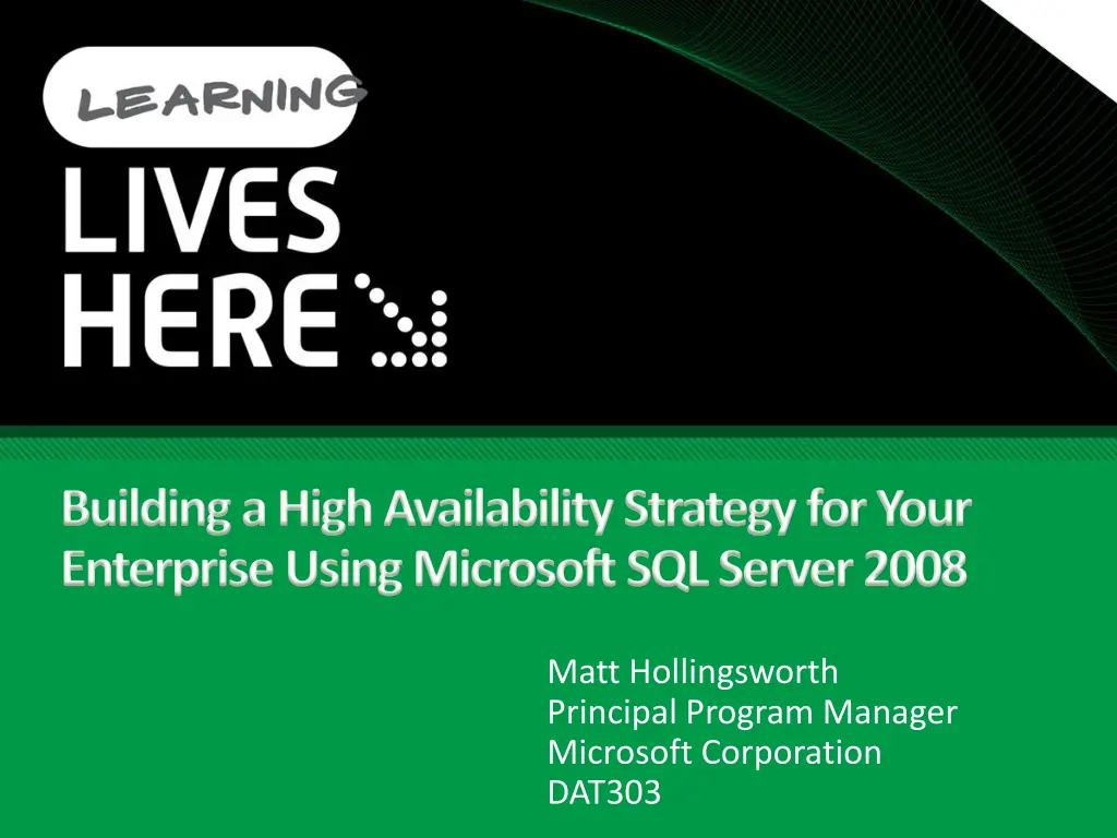 building a high availability strategy for your