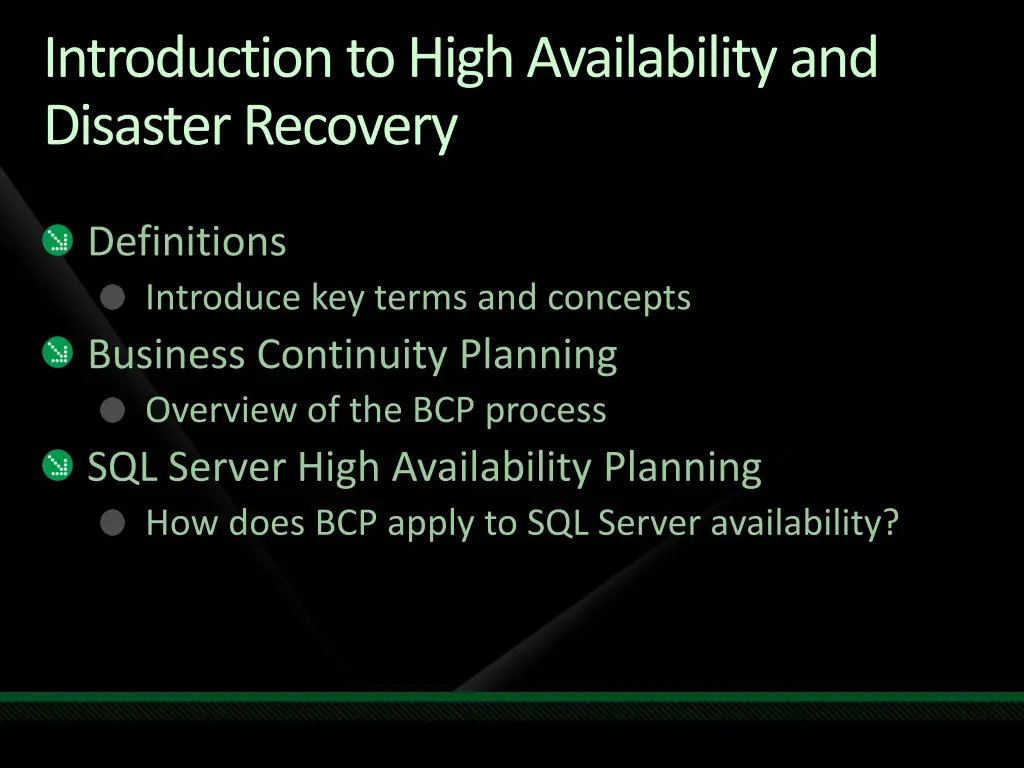 introduction to high availability and disaster