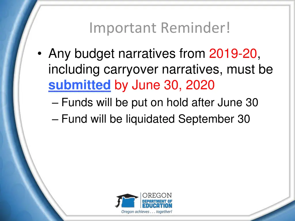 important reminder