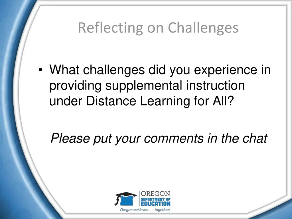 reflecting on challenges