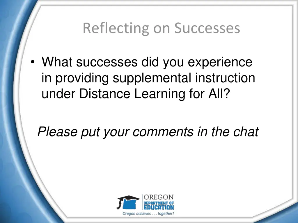 reflecting on successes