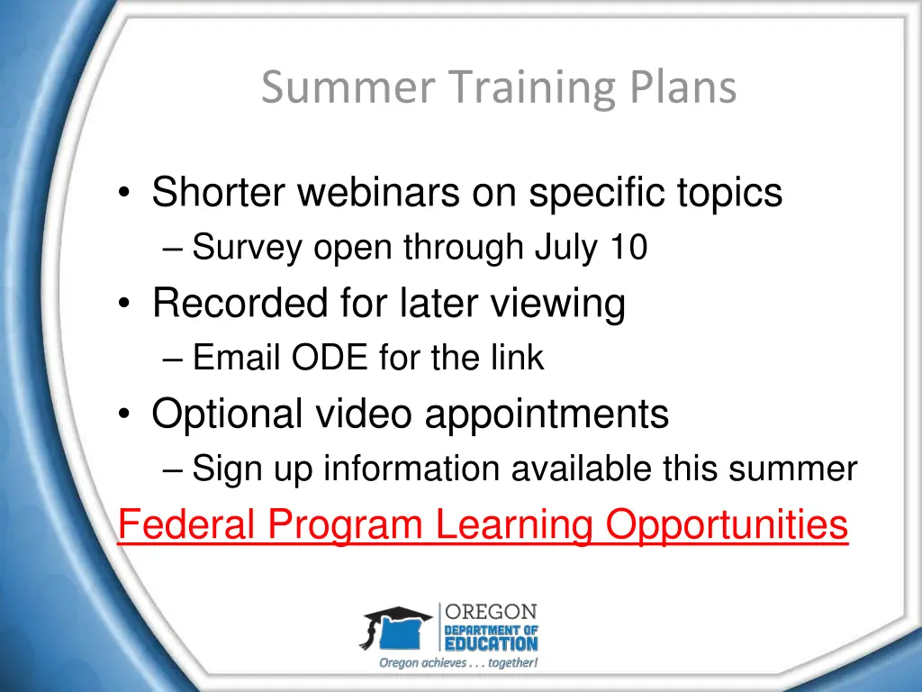 summer training plans