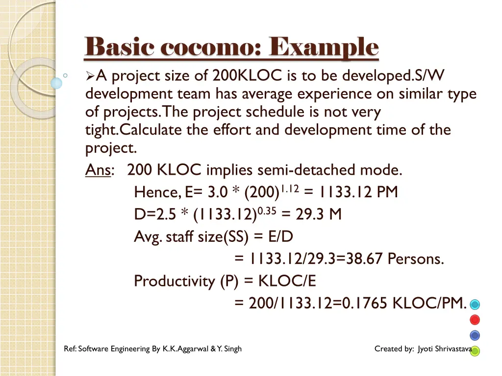 basic cocomo example a project size of 200kloc