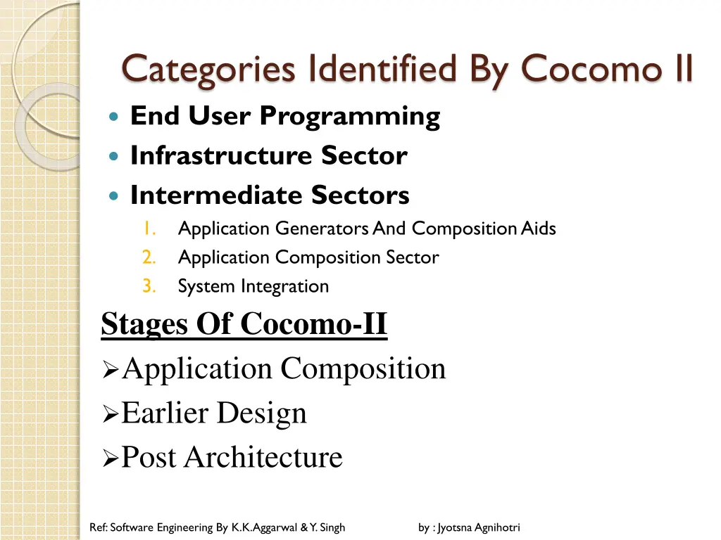 categories identified by cocomo ii end user